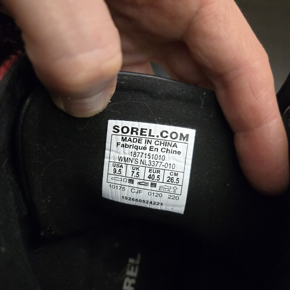 Sorel Lexie Black Red Checkered Buffalo Plaid Lace Up Wedge Ankle Boots - Picture 6 of 11